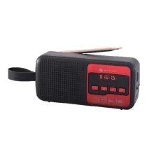 רדיו FM דיגיטלי עם BLUETHOOTH וטעינה סולארית בצבע אדום-שחור